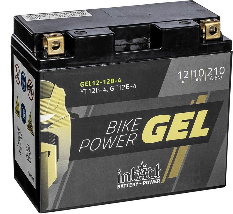 intAct Bike-Power Motorradbatterie GEL YT12B-4 12V 10Ah Gel12-12B-4