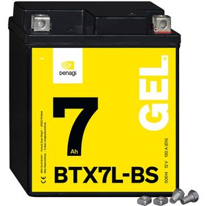 Denagi Motorradbatterie GEL 50614 BTX7L-BS ersetzt YTX7L-BS12V 7Ah