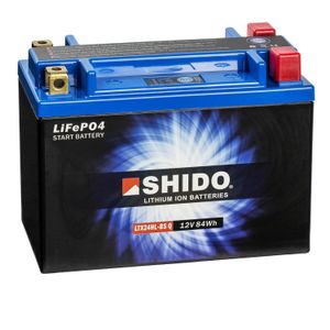 Shido Lithium Motorradbatterie LiFePO4 LTX24HL-BS Q 12V