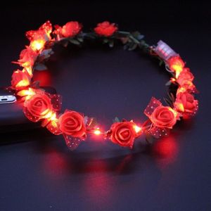 Lichtgevende Tiara / Haarband - LED - Roos - Rood