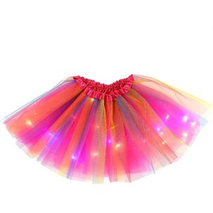 LED Rokje / Tutu - Groot - Regenboog Roze - Met Gekleurde RGB Verlichting