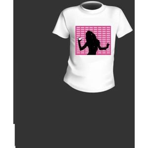 LED T-shirt Equalizer - Wit - Pink Lady