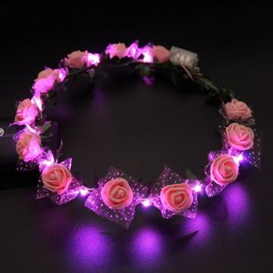 Lichtgevende Tiara / Haarband - LED - Roos - Roze