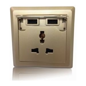 Universeel Inbouw Stopcontact - 2x USB - Goud