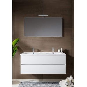 New Style Badkamermeubel Set Hoogglans Wit 120CM Spiegel Met Lamp