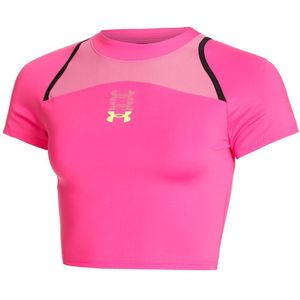 Under Armour Run Anywhere Crop Laufshirt Damen - Pink, Schwarz, Größe M