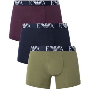 Armani boxershorts met logoband 3-pack olijf/marine/zwart