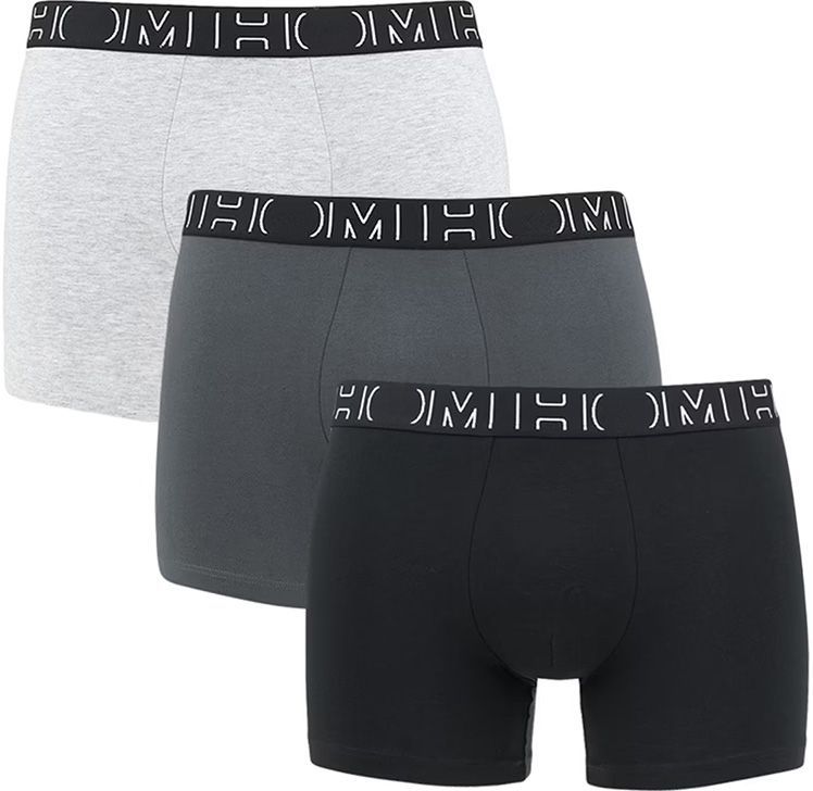 Hom Boxershorts Long Patrick 3-Pack grijs-zwart