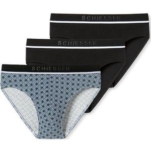 Schiesser Rio-slips 95/5 zwart-print 3-pack