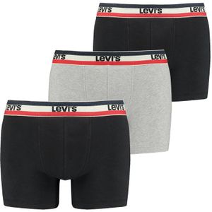 Levi&apos;s boxershorts 3-pack zwart-grijs