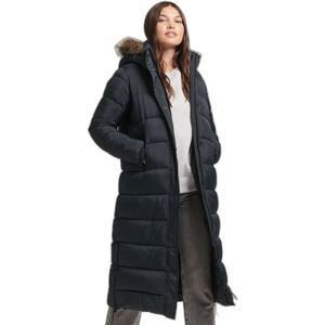 Lange Daunenjacke mit Kapuze und Kunstpelz, Damen Superdry