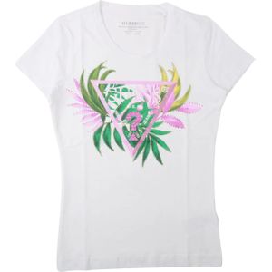 Damen T-Shirt mit Blättern in Dreiecksform Guess