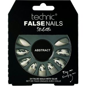 Technic False Nails Stiletto Painted Abstract 24 st
