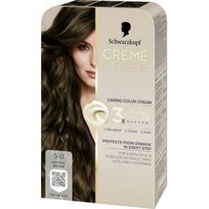 Schwarzkopf - Creme Supreme 5-0 - Permanente Haarkleuring - Natuurlijk Bruin - 1 st