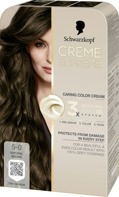 Schwarzkopf - Creme Supreme 5-0 - Permanente Haarkleuring - Natuurlijk Bruin - 1 st