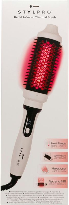 STYLPRO - Thermische Borstel - Met Rode Leds - 58 NIR-leds - 84 Rode Leds - Keramisch Vat - Instelbare Warmte - Haarborstel