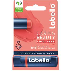 Labello - Caring Beauty - Lip- en Wangbalsem - Koraal - 3-in-1 Formule - SPF30