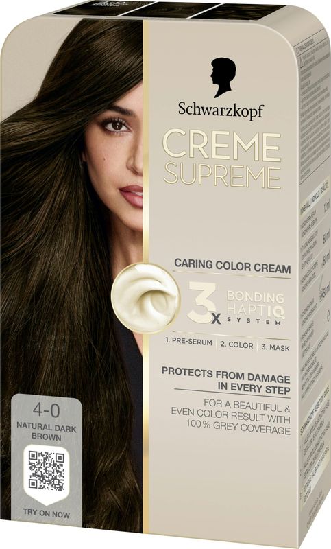 Schwarzkopf - Creme Supreme 4-0 - Haarkleuring - 60 ml - Natuurlijk Donkerbruin