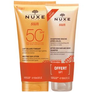 Nuxe Sun Melting Sun Lotion SPF50 + After-Sun Hair & Body Shampoo 150 ml + 100 ml