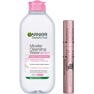 Maybelline Lash Sensational Sky High Mascara Black + Garnier Micellar Cleansing Water Normal & Sensitive Skin 7,2 ml + 400 ml