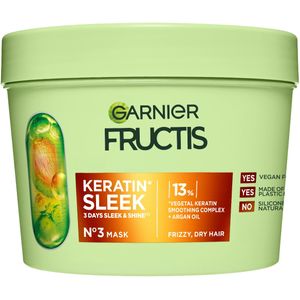 Garnier - Fructis Keratin Sleek - Haarmasker - 370 ml - Met Keratinecomplex en Arganolie