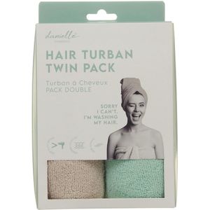 Danielle Creations Hair Turban Twin Pack Grey & Mint 2 st