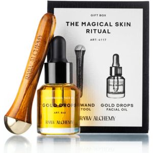 Raaw Alchemy Gold Drops Facial Oil & Kansa Mini Facial Tool Gift Box 15 ml + 1 st