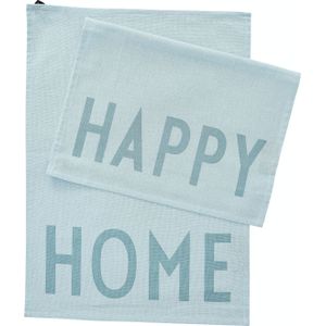 Design Letters Favoriete Theedoek Happy Home Light Blue 2 st