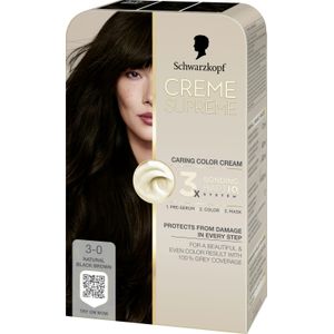 Schwarzkopf - Creme Supreme 3-0 - Permanente Haarkleuring - Natural Black Brown - 1 st