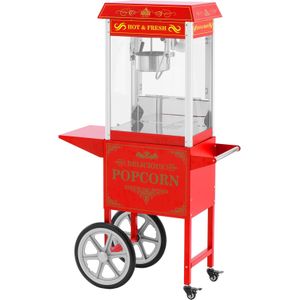 Popcornmachine met trolley - Retro design - 150 / 180 °C - rood - Royal Catering