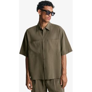 Bershka Boxy Fit Overhemd Met Korte Mouw Heren M Kaki