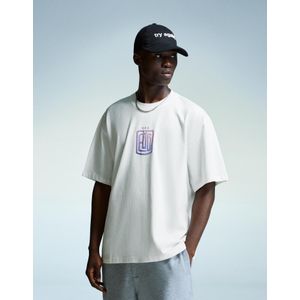 Bershka T-Shirt Trueno Met Korte Mouw Heren M Wit