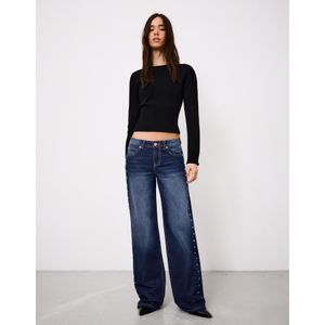 Bershka Baggy Jeans Met Sterren En Studs Dames 44 Blauw