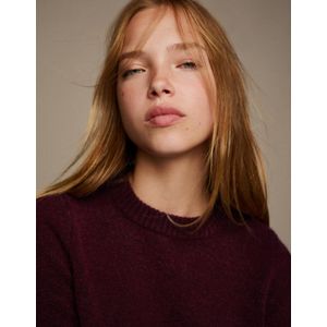Bershka Trui Met Ronde Hals Dames Xs Bordeaux