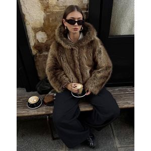 Bershka Jack Van Imitatiebont Met Capuchon Dames S Bruin