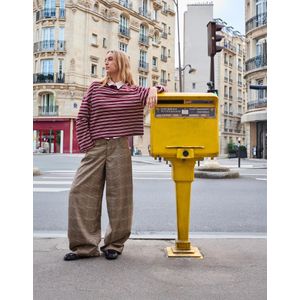 Bershka Barrel Broek Met Ruiten Dames 36 Bruin