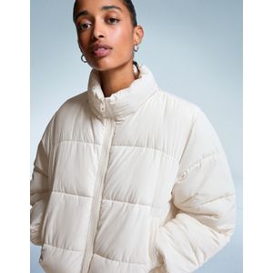Bershka Gewatteerde Jas Dames L Wit
