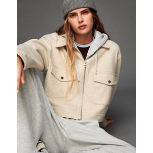 Bershka Zacht Jas Van Synthetische Wol Dames L Zand