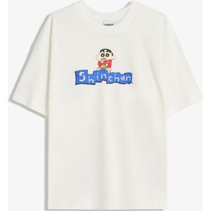 Bershka Oversized T-Shirt Shin Chan Met Korte Mouw Dames S Gebroken Wit