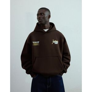 Bershka Hoodie Met Print Heren L Bruin