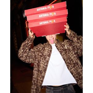 Bershka Oversized Blouse Met Dambordruit Heren M Bruin