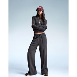 Bershka Soft Wide Leg Broek Dames M Grijs
