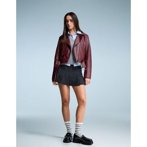 Bershka Bikerjack Met Leereffect Dames S Bordeaux