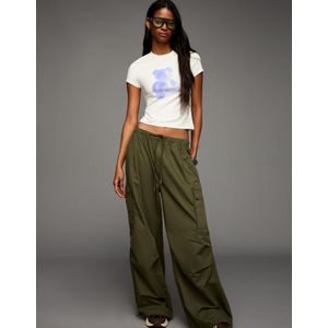 Bershka T-Shirt Met Print En Korte Mouw Dames S Ecru