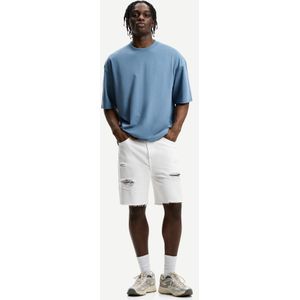 Bershka Gescheurde Denim Bermuda Heren 34 Wit