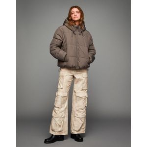 Bershka Waterafstotende, Winddichte En Thermisch Isolerende Gewatteerde Jas Dames M Kaki