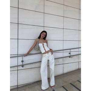 Bershka Boyfriend Jeans Dames 36 Ecru