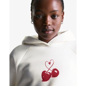 Bershka Hoodie Met Print Dames S Ecru