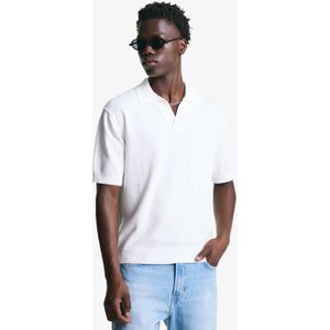Bershka Badstof Polo Met Structuur Heren Xs Gebroken Wit