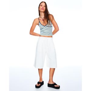 Bershka Bermuda Jorts Met Elastische Tailleband Dames S Gebroken Wit